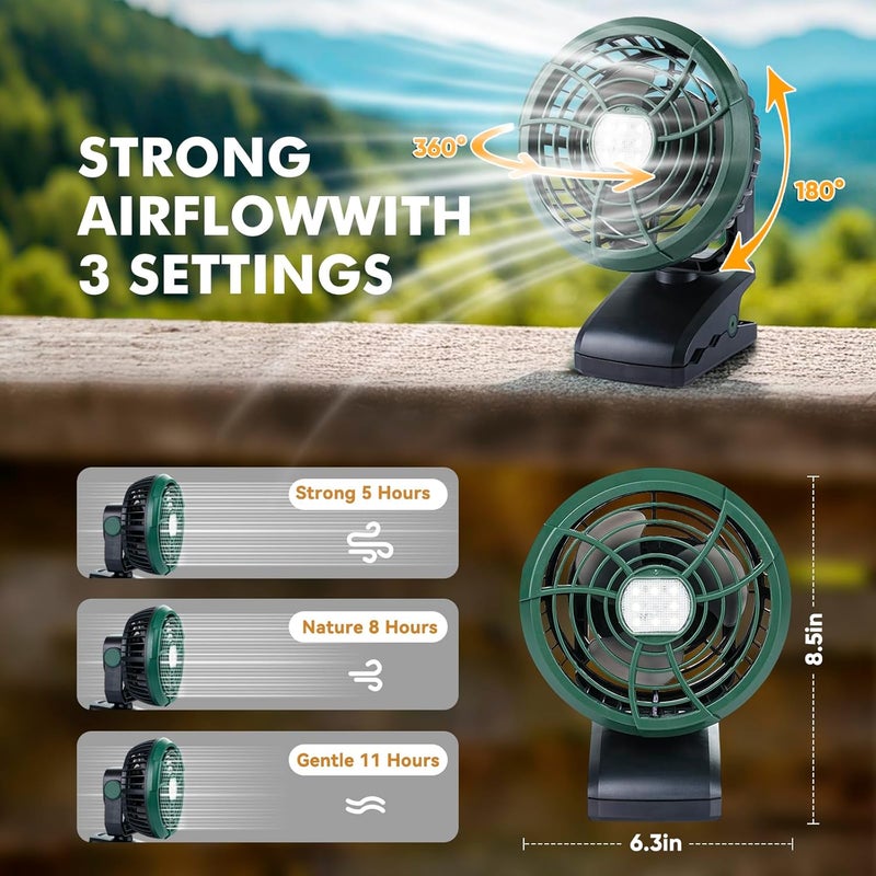 Durapower Clip-on Camping Fan with LED Lantern, Magnetic Base & Hanging Hook – Ideal for Travel, Tent, RV, Picnic, Treadmill, Stroller, Golf Cart & Home - Image 2